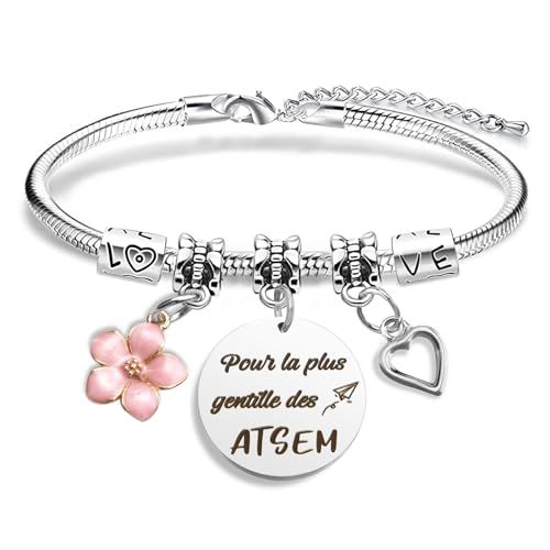 Prrivnix Cadeau Maîtresse d'École, Bracelet pour Atsem, Maitre d'École, Aesh, Professeur, Creche, Institutrice Noel