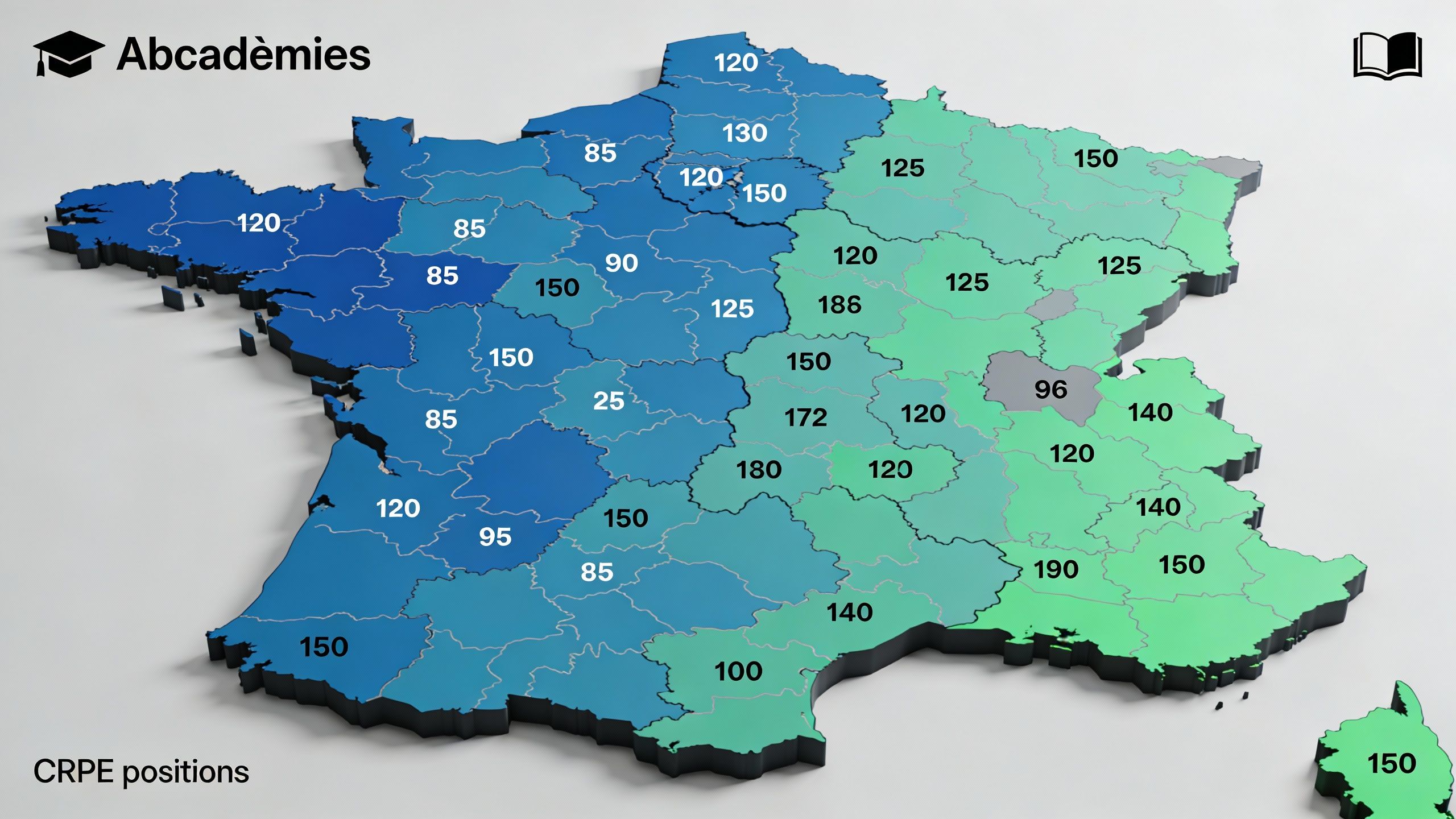 Nombre de postes au CRPE par académie