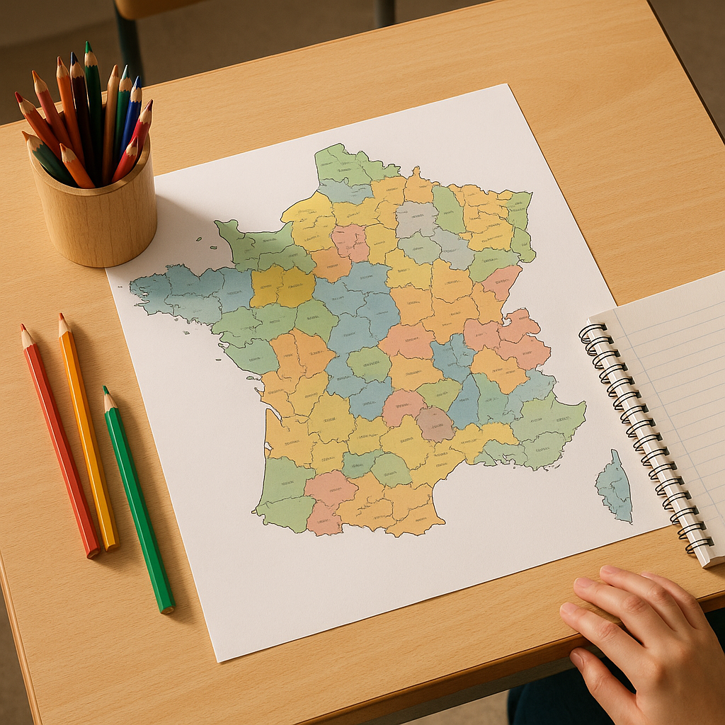 Carte de France département : repères clairs pour réviser