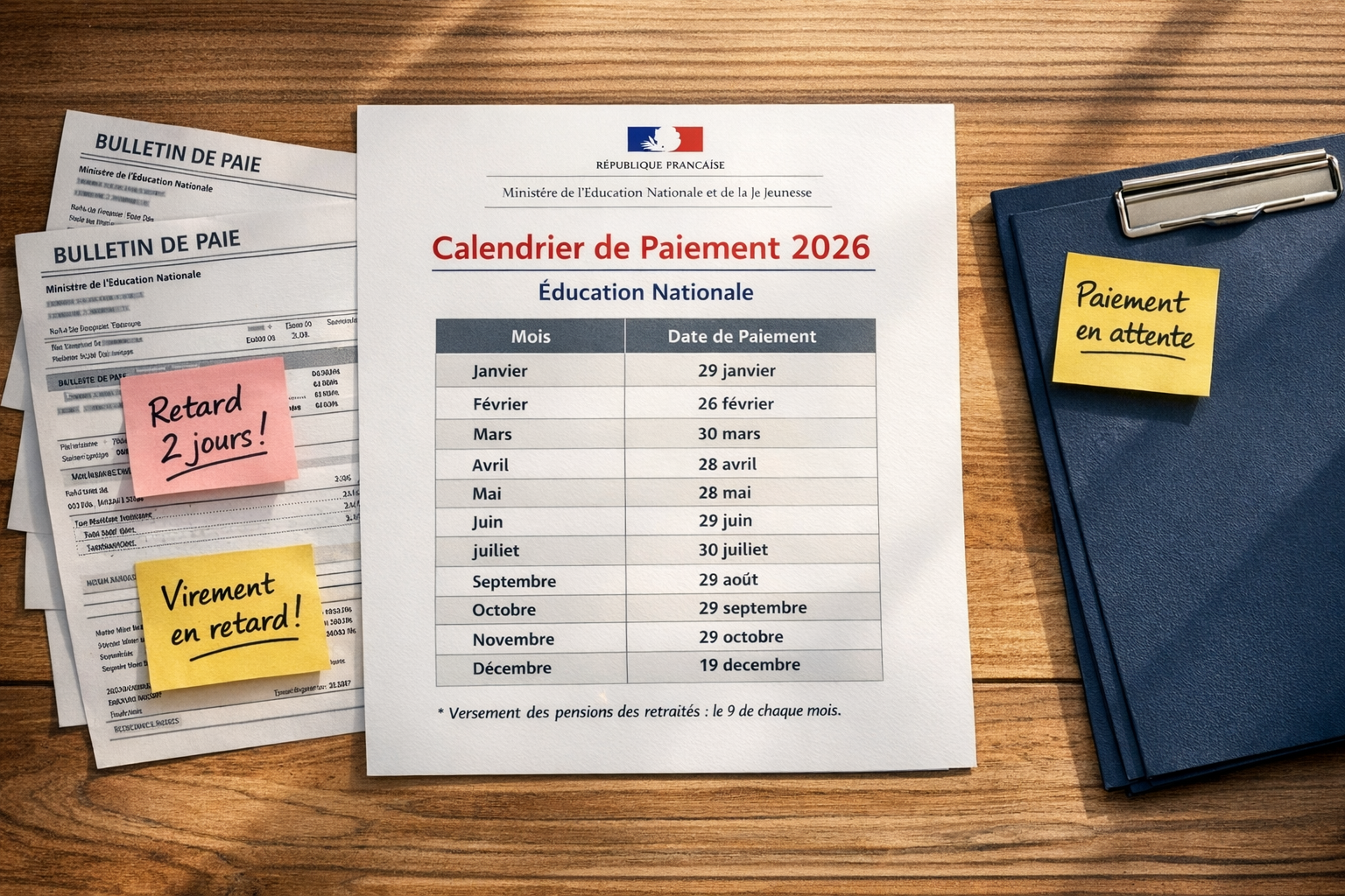 Date salaire Éducation nationale : calendrier 2026 et délais
