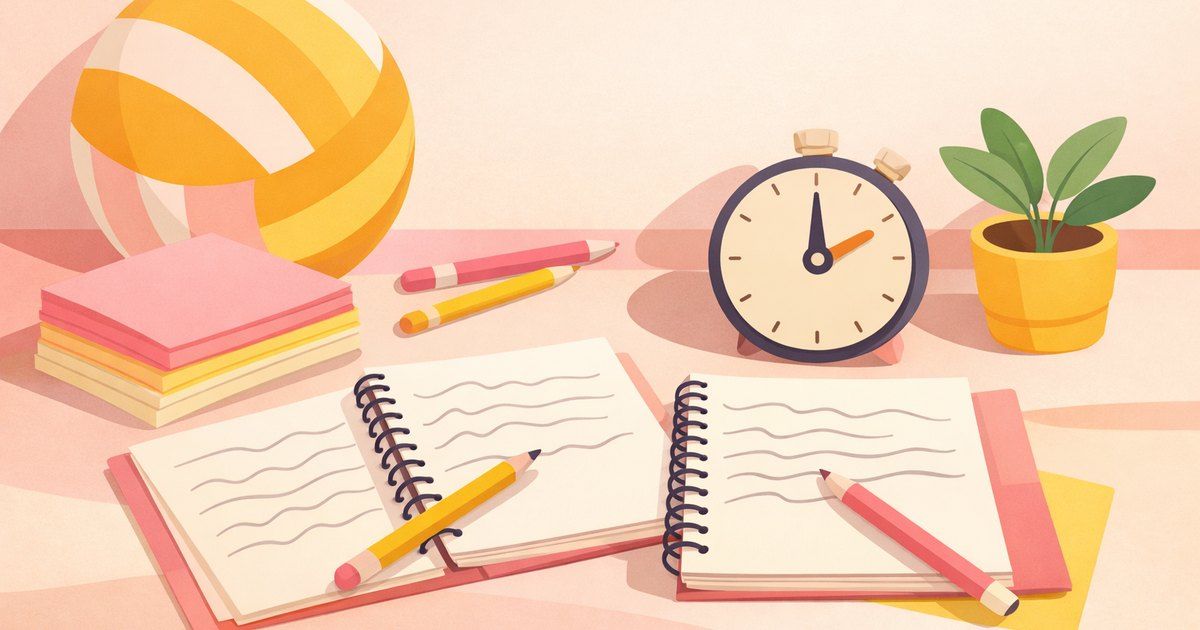 Préparation gratuite du CRPE : fiches, cahiers et chronomètre sur un bureau de révision