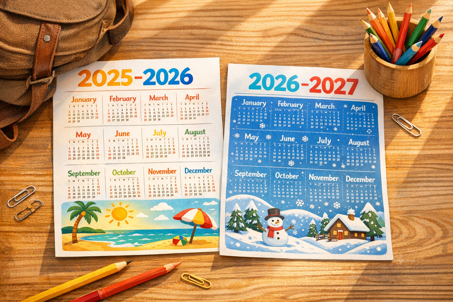 Vacances scolaire : dates 2025-2026 et 2026-2027