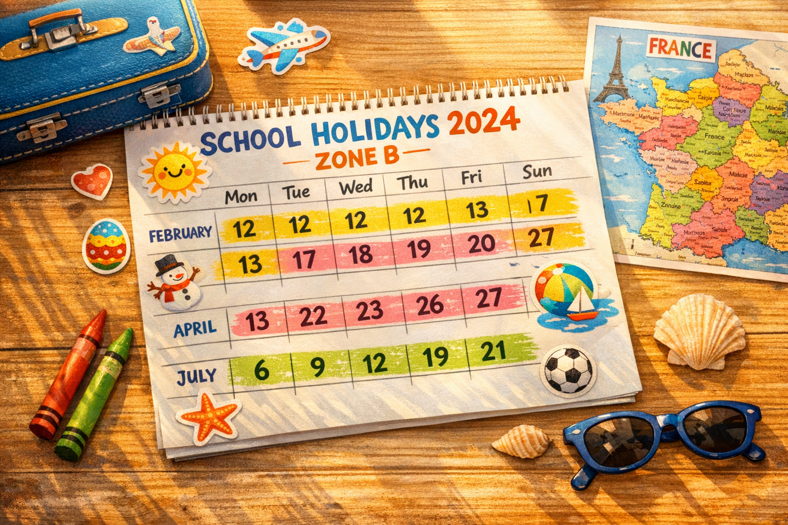 Vacances scolaires 2024 zone B : dates officielles à connaître