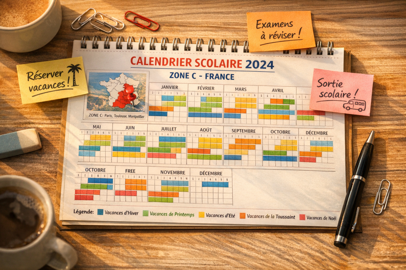 Vacances scolaires 2024 zone C : dates officielles à retenir